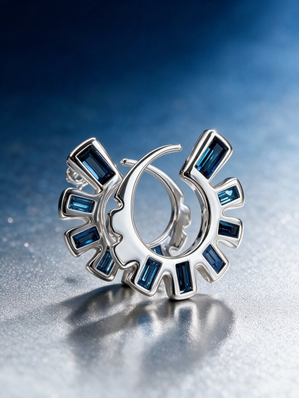 Swirl Earrings with Blue Crystals